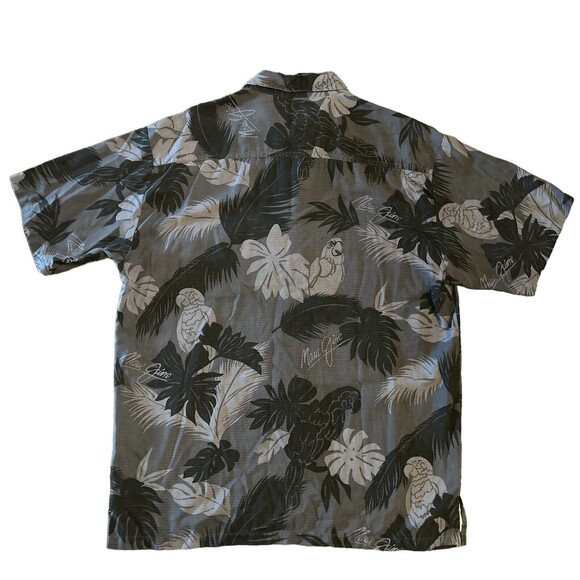 Kahala Maui Jim Hawaiian Shirt Mens Size Large Black Gray Button Up 100% Silk - Picture 2 of 4
